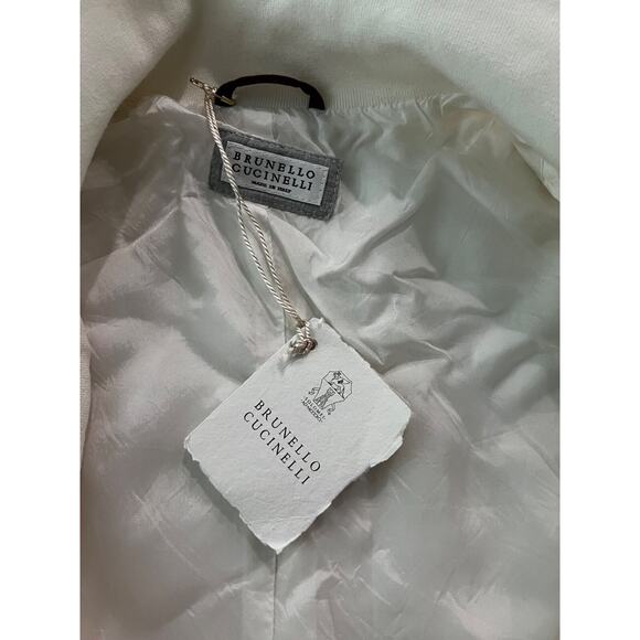 $4000 Brunello Cucinelli Ivory Bomber Jacket Linen Blend IT50 US M/L - Picture 8 of 16